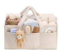 Tuocal Nappy Caddy Organiser, Baby Diaper Organiser with Removable Dividers Baby Essentials for Newborn Portable Diaper Changing Storage Basket Gift for Shower List for Mum, Boys, Girls