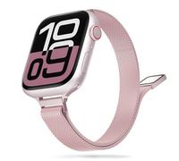 Tuocal Slim Bracelet Compatible with Apple Watch Strap 38 mm 40 mm 41 mm 42 mm (Series 10), Slim Milanese Mesh Metal Apple Watch Strap for iWatch Series 10 9 8 7 6 5 4 3 2 1 SE Women, Pink