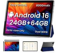 TUOHAITIME Android 16 Tablet,10 inch Tablets, Octa Core CPU, Blue | 24GB+64GB+512GB Expansion, 1280x800 Display Screen, WiFi6, Dual Cameras, 6000mAh Battery, Widevine L1 Google Kids Space
