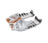 TUOJINRUIDA Fish and Lobster Slippers, Unisex Funny Fish Flip Flops for Men or Women, Funny Slippers for Beach House Shower, Relaxed Hours by the Pool, Outdoor Walks, Fish Grey, 9/9.5 UK