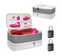 TUOJINRUIDA Lockable Sex Toy Storage Bag - Discreet PU Case with 2 Combination Locks, Soft Lining, Waterproof & Dustproof, 13.3"x5.9"x6.7" (34x15x17cm), Adult Toy Organizer with Handle (White)