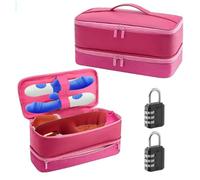 TUOJINRUIDA Lockable Sex Toy Storage Bag - Discreet PU Case with 2 Combination Locks, Soft Lining, Waterproof & Dustproof, 13.3"x5.9"x6.7" (34x15x17cm), Adult Toy Organizer with Handle (Red)