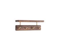 TUOJINRUIDA Wall Mounted Coat Rack with Shelf Handcrafted Solid Wood and 100% Pure Copper Hooks Black Walnut Space Saving Wall Hooks for Home Entryway Mudroom, and Office (30cm 4 Hooks)