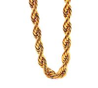 TUOKAY Direct 9mm Faux Big Gold Rope Chain Necklace, Sparkling 18K Fake Gold Rope Necklace Chain, 24" Very Pretty School Rapper Kit Costume Accessory, 24 inches long, Stainless Steel, No Gemstone
