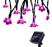 Tuokay Solar Fairy Lights with Flowers, 7m 50 LED String Lights (Pink) | 8 Twinkling Modes, Waterproof, Outdoor Garden Lights for Home Gazebo Patio Lawn Ornament