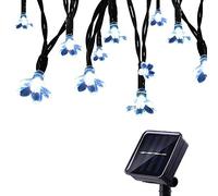 Tuokay Solar Fairy Lights with Flowers, 7m 50 LED String Lights (White) | 8 Twinkling Modes, Waterproof, Outdoor Garden Lights for Home Gazebo Patio Lawn Ornament