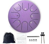 TUOKING 6 Inch 8-Note Steel Tongue Drum - D Major Rain Drum with Carry Bag,Hand pan Drum Mallet and Music Book - Perfect Zen Meditation Instrument, Gift for Beginners & Adults(Purple)