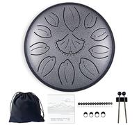 TUOKING Steel Tongue Drum 6 Inch 11 Notes C Key Rain Drum for Adults and Beginners, Handpan Drum Sound Healing Musical Instrument Gift for Meditation, Yoga, Music Lovers(Silver)