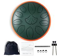 TUOKING Steel Tongue Drum 6 Inch 11 Notes C Key Rain Drum for Adults and Beginners, Handpan Drum Sound Healing Musical Instrument Gift for Meditation, Yoga, Music Lovers(Green)