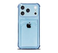Tuokiou Clear Wallet Phone Case for iPhone 17 Air, Upgrade Clear Card Slot Case, Slim Fit Protective Soft TPU Shockproof Wallet Case with Cute Card Holder Pocket for iPhone 17 Air (Blue)