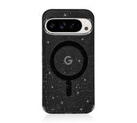 Tuokiou for Google Pixel 10/10 Pro Case Magnetic Translucent Compatible with MagSafe Crystal Glitter Sparkly Protective Phone Case for Women Anti-Yellowing Cover (Black, Google Pixel 10 Pro XL)
