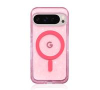 Tuokiou for Google Pixel 10/10 Pro Case Magnetic Translucent Compatible with MagSafe Crystal Glitter Sparkly Protective Phone Case for Women Anti-Yellowing Cover (Pink, Google Pixel 10 Pro XL)