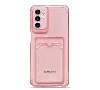Tuokiou for Samsung Galaxy A14 5G Case,Clear Protective Card Slot Cases,Slim Fit Drop Resistant Soft TPU Wallet Case with Bumper,Cute Card Holder Pocket Cases for Galaxy A14 6.6"(Pink)