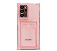 Tuokiou for Samsung Galaxy Note 20 Ultra 5G Case, Slim Fit Card Slot Transparent Wallet Phone Case Protective Soft Shockproof Clear Case with Cute Card Holder for Galaxy Note 20 Ultra 6.9"(Pink)