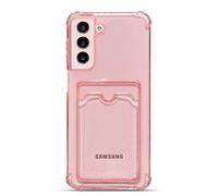 Tuokiou for Samsung Galaxy S21 5G Case Wallet - Slim Fit Card Slot Transparent Case with Cute Card Holder (Pink)