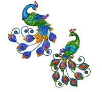Tuokiuhn Metal Peacock Bird Wall Art Bird Wall Decor Outdoor Wall art Suitable for Outdoor Metal Wall Decorations for Patio Set of 2