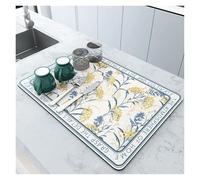 TUOKLNC Large Super Absorbent Kitchen Mat, Antiskid Dish Drying Mat with Quick Dry Technology, Multipurpose as Coffee Station Pad, Bathroom Sink Protector and Tableware Drainer(Flower1pcs,50x40cm)