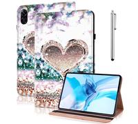 TUOLISG Case for Honor Pad X9 /Honor Pad X8 Pro 11.5 inch 2023,PU Leather Flip Cover with Stand Functional Card Slot and Elasticized Closure,Diamond peach