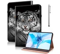 TUOLISG Case for Kindle Fire HD 8 2016/2017/2018/2019 (8.0 Inch),PU Leather Flip Cover with Stand Functional Card Slot and Elasticized Closure,Black Tiger