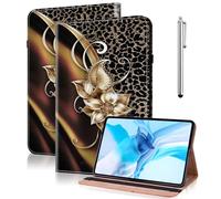 TUOLISG Case for Lenovo Idea Tab Pro 12.7 inch 2025,PU Leather Flip Cover with Stand Functional Card Slot and Elasticized Closure,Metallic flower