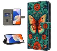 TUOLISG Case for Samsung Galaxy A13 5G/4G/A04S Phone Case, Flip Wallet Design Magnetic Closure Cover Case with Card Slot and Stand Function for Samsung Galaxy A13/A04S,Flower Butterfly