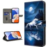 TUOLISG Case for Samsung Galaxy A13 5G/4G/A04S Phone Case, Flip Wallet Design Magnetic Closure Cover Case with Card Slot and Stand Function for Samsung Galaxy A13/A04S,White Horse