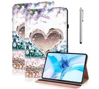 TUOLISG Case for Samsung Galaxy Tab A7 Lite 8.7 inch 2021 (SM-T220/T225/T227), PU Leather Flip Cover with Stand Functional Card Slot and Elasticized Closure, Diamond peach