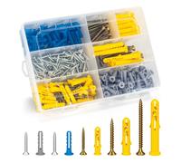 TUOLNK 270Pcs Wall Plugs Kit, Assorted Rawl Plugs Screws Set for Home Improvement,Picture Hanging, DIY - Drywall Anchors,Plasterboard Fixings,Concrete Masonry Screws