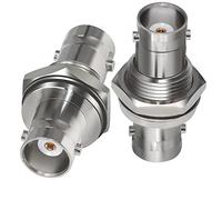 TUOLNK BNC Female Bulkhead Panel Mount Coax Adapter for CCTV Security Cameras 2pcs