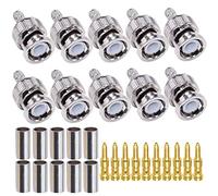 TUOLNK BNC Male Connector BNC Male Plug Crimp Connector 10 pcs for RG58 RG142 Coaxial Cable BNC Type Solder Converter