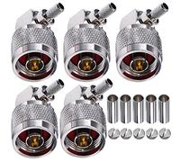TUOLNK N Male Right Angle Crimp Connector N Male Plug 90 Degree Elbow RF Coaxial Adapter for RG58 RG142 Extension Cable 5 Pack