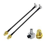 TUOLNK SMA to TS9 RG174 Cable Female Male Right Angle Cable, Adapter Antenna Extension Coaxial 6inch/15cm 2pcs for 2G 3G 4G LTE UMTS, Black
