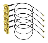 TUOLNK SMA to U.fl IPX Coaxial Cable SMA Female Right Angle Bulkhead to IPEX UFL MHF4 RF Pigtail WiFi Antenna Extension Cable 0.81mm IPX SMA Pigtail Coax Cable 12inch(30cm) 5 Pack
