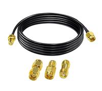 TUOLNK SMA Wifi Antenna Extension Coaxial Cable Male to Female Low Loss RG174 Coaxial Cable+ 3 PCS SMA Adapter Set for 2G 3G 4G LTE WiFi Antenna,ADS-B,GPS 9.9FT(3M)