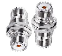 TUOLNK UHF Bulkhead Connector UHF Female Jack to UHF Female Jack Coaxial Adapter SO239 to SO239 Nut Bulkhead Panel Mount Coax Adapter for CB Radio 2Pcs