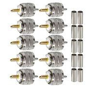 TUOLNK UHF Connector 10 Pack PL259 Male Plug Crimp Coax Adapter SO239 PL-259 Connector for RG316 RG179 Compatible with CB Ham Radio Antenna