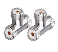 TUOLNK UHF Triple Tee Connector UHF Female to Dual UHF Female 3 Way Splitter Coax Adapter PL259 SO239 T Shape Adapter for Ham Radio CB Antenna 2PCS