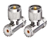 TUOLNK UHF Triple Tee Connector UHF Male to Dual UHF Female 3 Way Splitter Coax Adapter PL259 SO239 Combiner Splitter Adapter for Ham Radio CB Antenna 2PCS