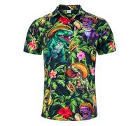 TUONROAD Ugly Shirts for Men 3D Dinosaur Hawian Shirts Short Sleeve Casual Shirt Button Down Holiday Beach Shirt XXL