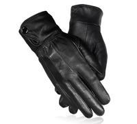 TUONYIS 1 Pair Women's Leather Gloves, Waterproof Leather Gloves, Winter Soft Warm Lining Touchscreen Texting Ladies Glove, Men’s Ladies Casual Driving Motorcycle Dress Gloves (Black)
