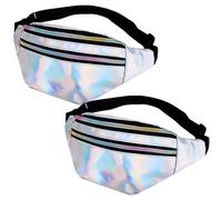 TUONYIS 2 Pack Bum Bag Bumbags for Ladies Holographic Bumbag Fashion Waist Packs Holographic Fanny Packs for Women Waterproof Shiny Bumbag Waist Bag for Travel Party Sports Running Hiking Daily Use
