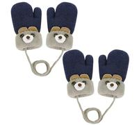 TUONYIS 2 Pairs Kids Knitted Gloves Toddler Magic Stretch Mittens Winter Baby Boys Girls Knitted Gloves Warm Gloves Kids Cute Animal Knitted Gloves Mittens with string for Baby Toddler. (Navy blue)