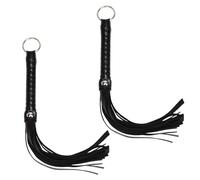 TUONYIS 2 Pcs Black Whip Props, 30cm Leather Pole Whip for Horse Riding Crop, Equestrian Performances Horse Training Stage Acts and Cosplay (Black)