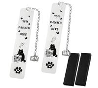 TUONYIS 2 Pcs Cat Bookmark Kitty Bookmarks Kitten Bookmark Stainless Steel Bookmark Cat Bookmark Gifts for Girls Metal Bookmark Cat Book Marker Cute Bookmarks for Book Lovers (Silver)