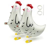 TUONYIS 2 Pcs Inflatable Rooster, Animals Balloons, Inflatable Hen Balloons, Animals Theme Birthday Party Decorations, Hen Party Decoration for Birthday Baby Shower Party Supplies (White) (White)