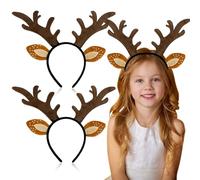 TUONYIS 2 Pcs Reindeer Antlers Headband with Deer Ears Cute Animal Headbands for Fancy Dress Up Cosplay Halloween Christmas Animal Carnival Party Costumes (Brown)