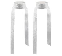 TUONYIS 2 Pcs Sparkling Scarf, Sequins Neck Scarf Glitter Neck Tie, Skinny Long Neckerchief, Costume Accessories for 70s 80s Disco Dress Up Party, Evening, Wedding or Everyday Wear (Silver)