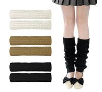 TUONYIS 3 Pair Chunky Cable Knitted Leg Warmers, Winter Knit Crochet Women's Leg Warmers, Long Boot Socks for Winter Autumn Yoga and Dance, 40CM (3 Color)