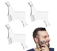 TUONYIS 3pcs Beard Shaping Tool Men's Beard Shaping Tool with Inbuilt Comb Beard Stencil Lineup Guide Transparent Styling Templates Beard Styling Template for Men's Beard (Transparent)