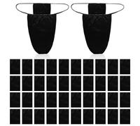 TUONYIS 40 Pcs Disposable Thong Panties, Non-woven Thong, Disposable Bikini Panties, Travel Panties, for Sun Bed Spray Tan Waxing Treatment Spa (UK, Alpha, One Size, Regular, Regular, Black)